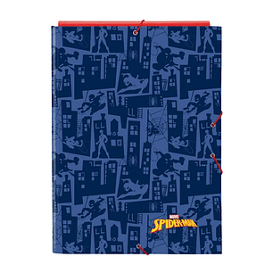 Safta Spider-Man Carpeta con 3 Solapas - Tapas Duras Forradas - Formato Folio - Cierre con Gomas - 260x25x335mm - Color Azul Marino