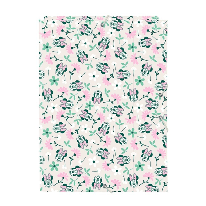 Safta Minnie Mouse Minty Carpeta con 3 Solapas - Tapas Duras Forradas - Cierre con Gomas - Formato Folio - 260x25x335mm - Color Rosa Pastel 1