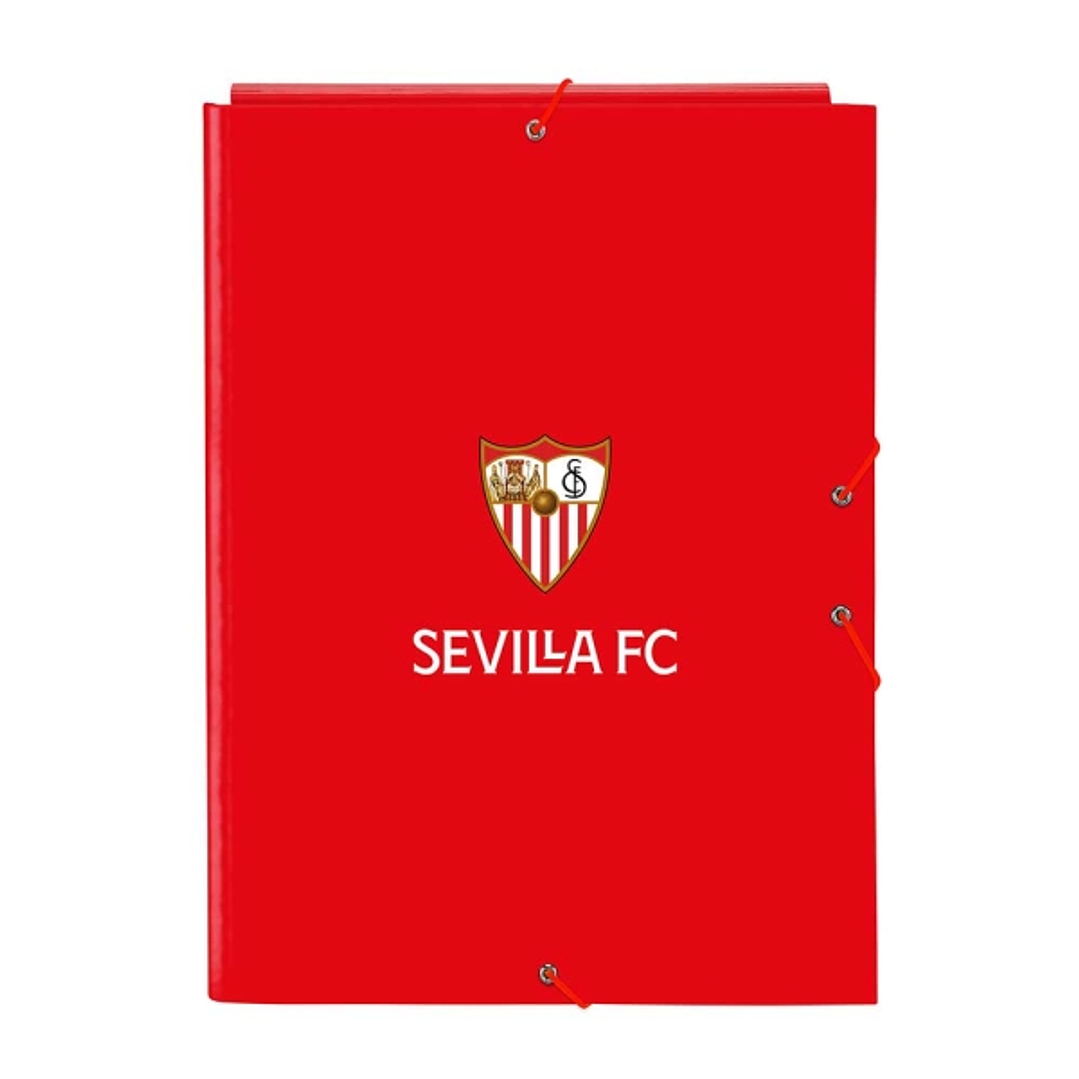 Safta Sevilla FC Carpeta con 3 Solapas - Tapas Duras Forradas - Formato Folio - Cierre con Gomas - 260x25x335mm - Color Rojo 1