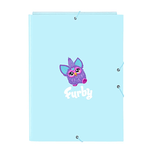 Safta Furby Carpeta con 3 Solapas - Tapas Duras Forradas - Formato Folio - Cierre con Gomas - 260x25x335mm - Color Azul Claro