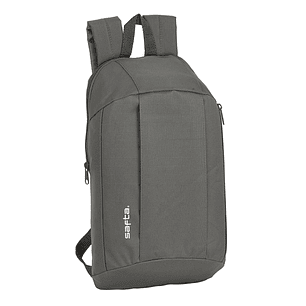 Safta Mini Mochila - Hombreras Acolchadas - Cremallera - Asa Superior - 8.5L - Bolsillo Frontal - Uso Diario - Ajustables - 220x100x390mm - Color Gris