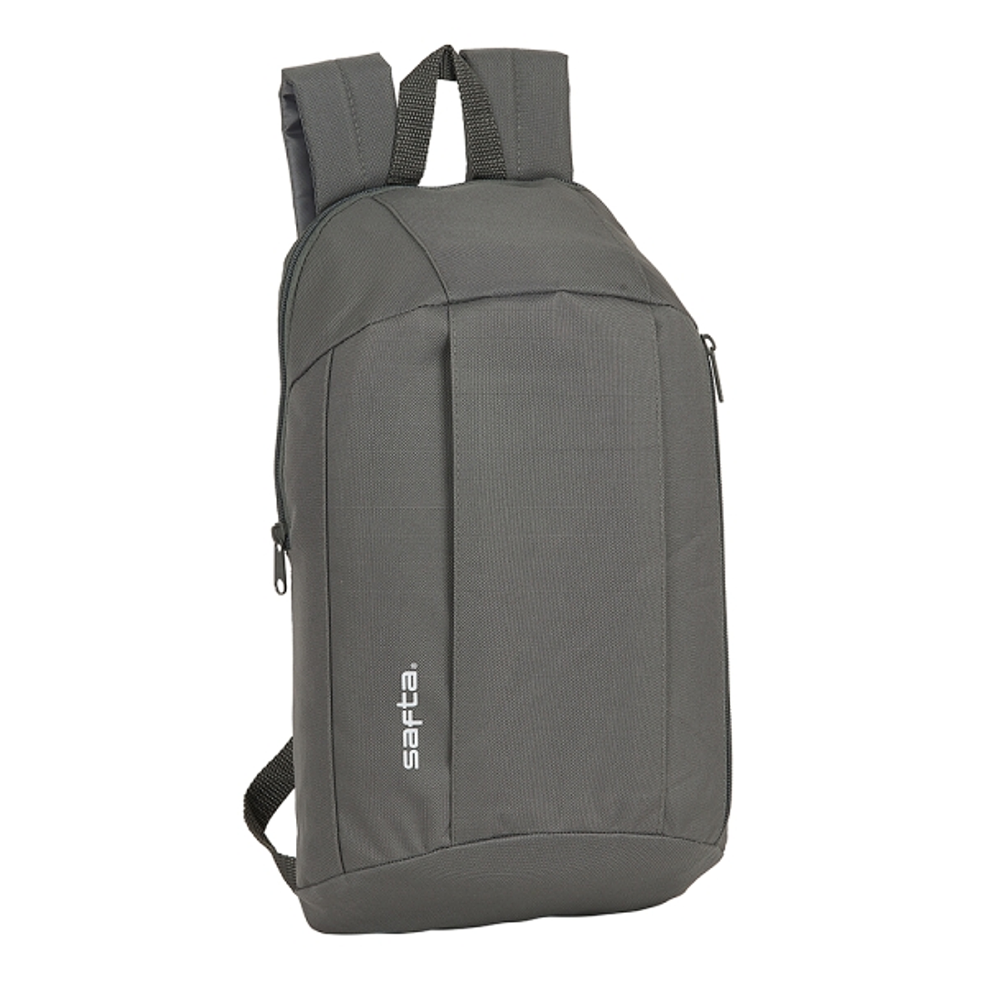Safta Mini Mochila - Hombreras Acolchadas - Cremallera - Asa Superior - 8.5L - Bolsillo Frontal - Uso Diario - Ajustables - 220x100x390mm - Color Gris 1