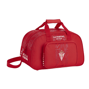 Safta Real Sporting de Gijon Corporativa Bolsa de Deporte - Bolsillo Frontal - Bandolera Ajustable - Tirador Doble - Tacos Protectores - Fondo Extraib