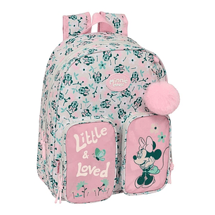 Safta Minnie Mouse Minty Mochila Infantil - Adaptable a Carro - Portabotellas - Hombreras Acolchadas - Bolsillo Frontal - Asa Superior - 9.5L - 280x10