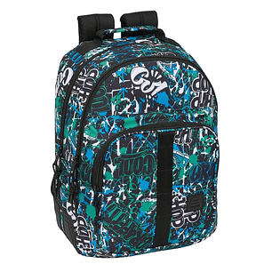Safta Graffiti Go Mochila con 2 Compartimentos - Antirozaduras - Adaptable a Carro - Bolsillo Frontal - Portabotellas - Tirador Doble - Hombreras Acol