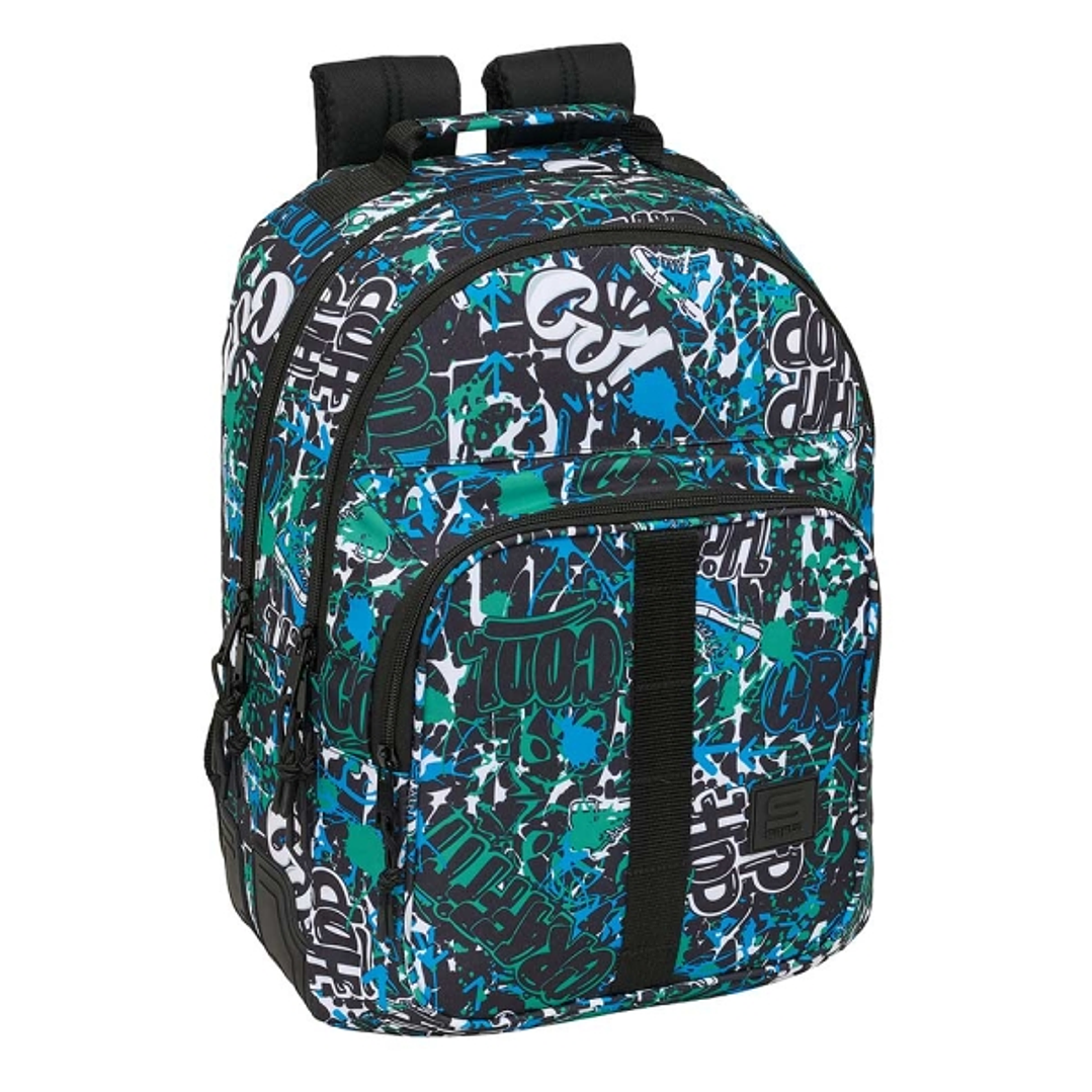 Safta Graffiti Go Mochila con 2 Compartimentos - Antirozaduras - Adaptable a Carro - Bolsillo Frontal - Portabotellas - Tirador Doble - Hombreras Acol 1