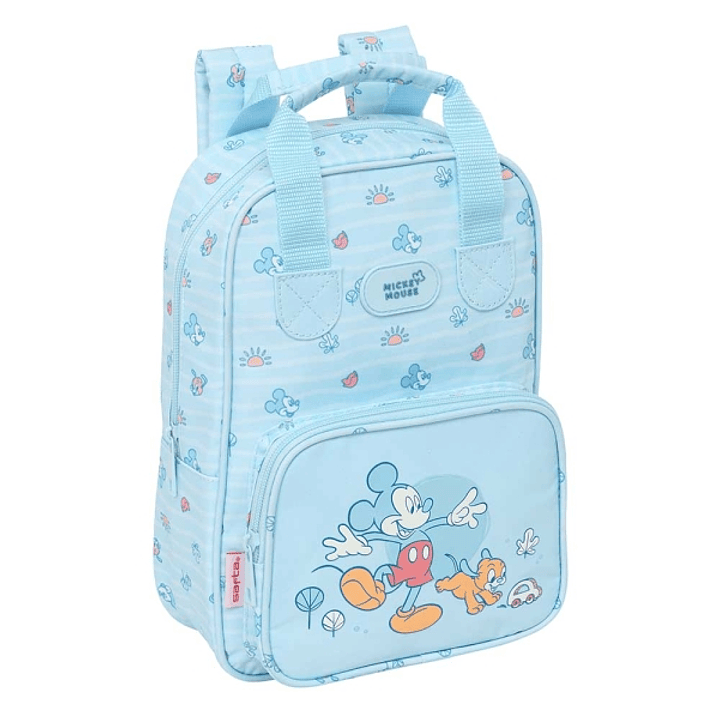 Safta Mickey Mouse Baby Mochila Infantil - Bolsillo Frontal - Tarjeta ID - Hombreras Acolchadas - Asa Forrada - 4.5L - 200x80x280mm - Color Azul Claro 1