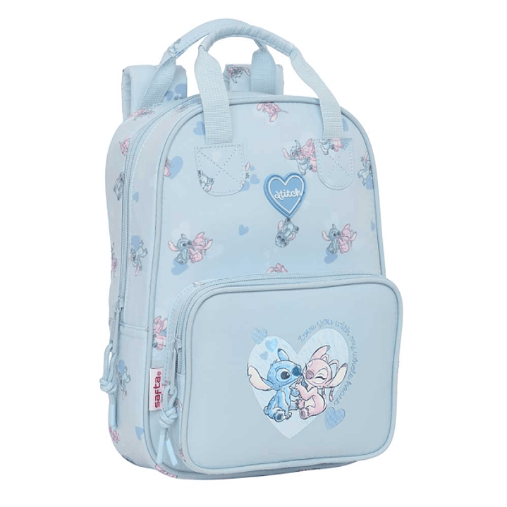 Safta Stitch Mochila Infantil - Bolsillo Frontal - Tarjeta ID - Hombreras Acolchadas - Asa Forrada - 4.5L - 200x80x280mm - Color Azul Claro 1