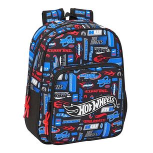 Safta Hot Wheels Mochila Infantil - Portabotellas - Hombreras Acolchadas - Bolsillo Frontal - Asa de Mano Superior - 9L - 270x100x330mm - Color Azul