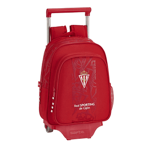 Safta Real Sporting de Gijon Corporativa Mochila con Carro - Portabotellas - Hombreras Ergonomicas - Mochila Extraible - Carro Resistente - 10L - 270x
