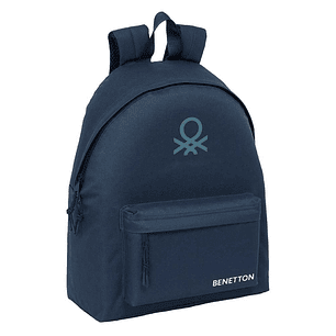 Safta Benetton Basics Antracita Mochila - Bolsillo Frontal - Hombreras Acolchadas - Doble Tirador en Cremallera - Asa Superior - 20.80L - 330x150x420m