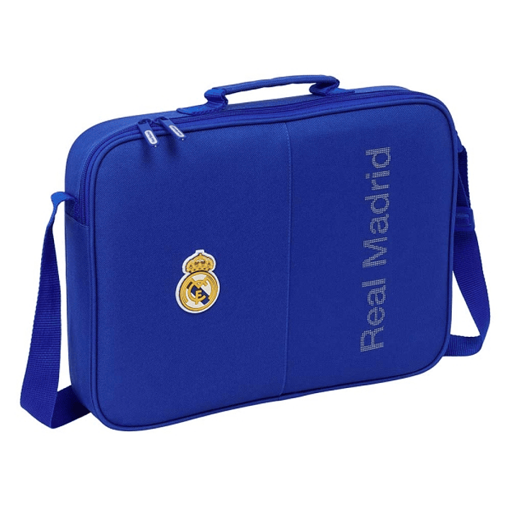 Safta Real Madrid Maletin con Cremallera - Bandolera Ajustable - Asa Forrada - Doble Tirador - Fondo Semirigido - 6L - 380x60x280mm - Color Azul 1