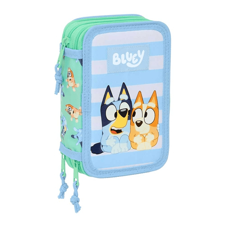 Safta Bluey Sisters Plumier de 3 Pisos - 37 Piezas - 1.3L - Goma - Lapiz - Boligrafos - Sacapuntas - Reglas - 16 Colores - 14 Rotuladores - 125x55x195 1
