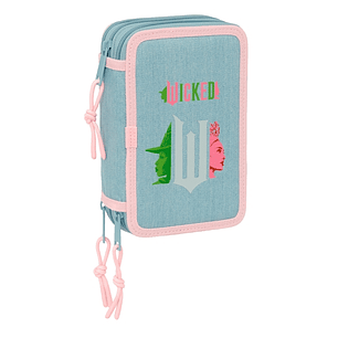 Safta Wicked Plumier de 3 Pisos - 37 Piezas - 1.3L - Goma - Lapiz - Boligrafos - Sacapuntas - Reglas - 16 Colores - 14 Rotuladores - 125x55x195mm - Co