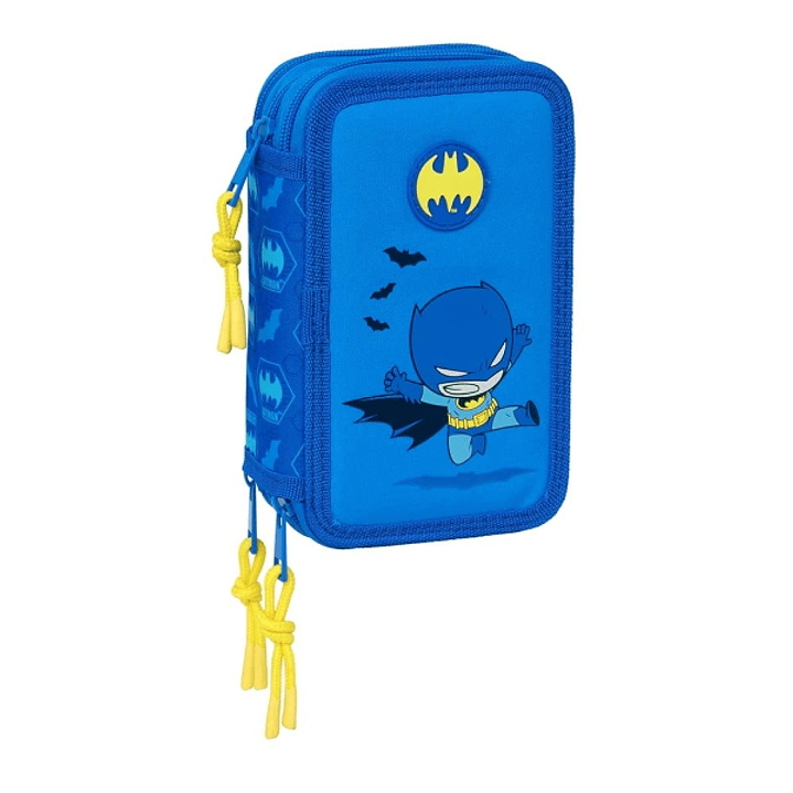 Safta Batman Preescolar Plumier de 3 Pisos - 37 Piezas - 1.3L - Goma - Lapiz - Boligrafos - Sacapuntas - Reglas - 16 Colores - 14 Rotuladores - 125x55 1