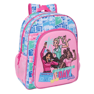 Safta Barbie Mochila - Adaptable a Carro - Portabotellas - Doble Tirador en Cremallera - Hombreras Ergonomicas Acolchadas - Asa de Mano Superior - 15L