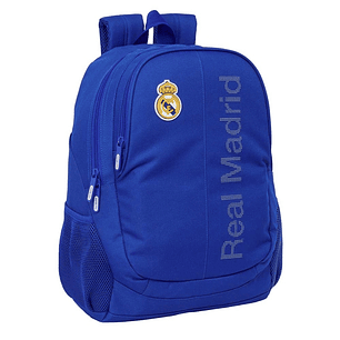 Safta Real Madrid Mochila Adaptable a Carro - Portabotellas - Dos Compartimentos Grandes - Doble Cremallera - Hombreras Ergonomicas - Asa Superior - 2