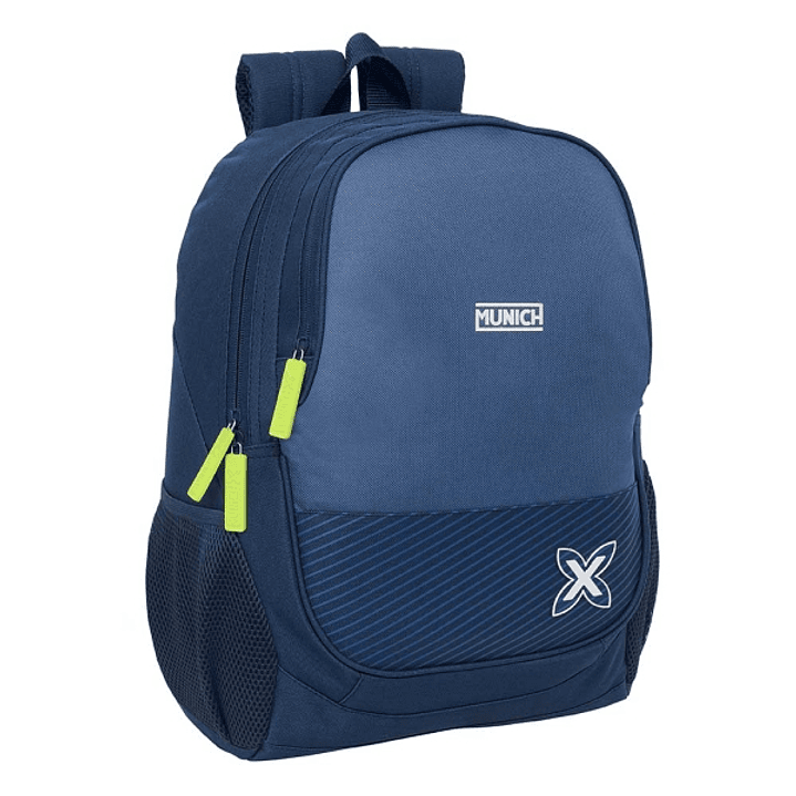 Safta Munich Blue Indigo Mochila Adaptable a Carro - Portabotellas - Dos Compartimentos - Cremalleras Dobles - Hombreras Acolchadas - Asa Superior - 2 1