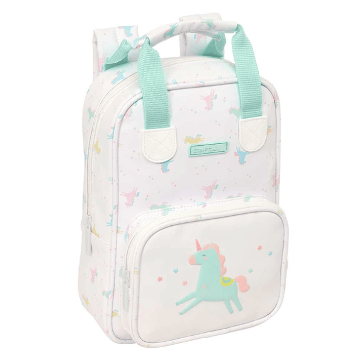 Safta Unicornio Mochila Infantil - Bolsillo Frontal - Tarjeta ID - Hombreras Acolchadas - Asa Forrada - 4.5L - 200x80x280mm - Color Blanco 1