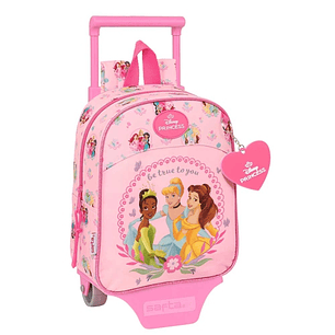 Safta Princesas Disney Mochila con Carro - Tarjeta ID - Asa Superior - Mochila Extraible - Resistente a Materiales - 6L - 220x100x270mm - Color Rosa