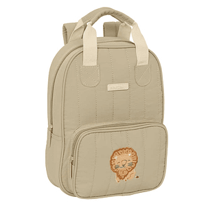 Safta Leon Mochila Infantil - Bolsillo Frontal - Tarjeta ID - Hombreras Acolchadas - Asa Forrada - 4.5L - 200x80x280mm - Color Arena
