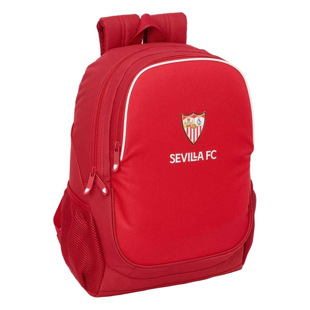 Safta Sevilla FC Mochila Adaptable a Carro - Portabotellas - Dos Compartimentos Grandes - Tirador Doble - Hombreras Ergonomicas y Acolchadas - Asa de  1