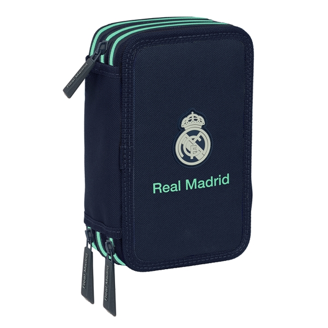 Safta Real Madrid 2ª Equipacion 25/26 Plumier de 3 Pisos - 37 Piezas - 1.3L - Goma - Lapiz - Boligrafos - Sacapuntas - Reglas - 16 Colores - 14 Rotula 1
