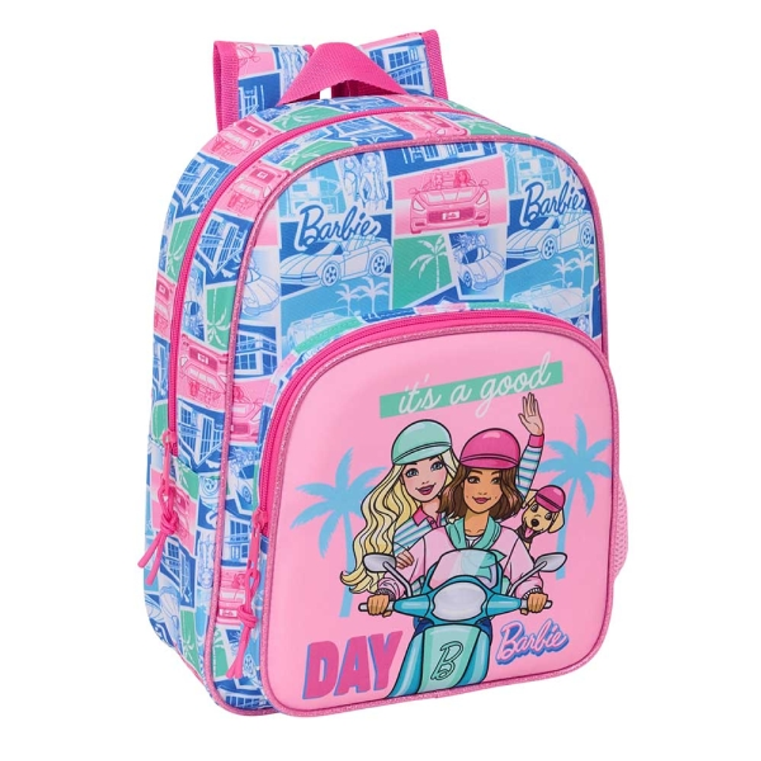 Safta Barbie Mochila Infantil - Adaptable a Carro - Portabotellas - Hombreras Ergonomicas - Bolsillo Frontal - 10L - 260x110x340mm - Color Rosa 1