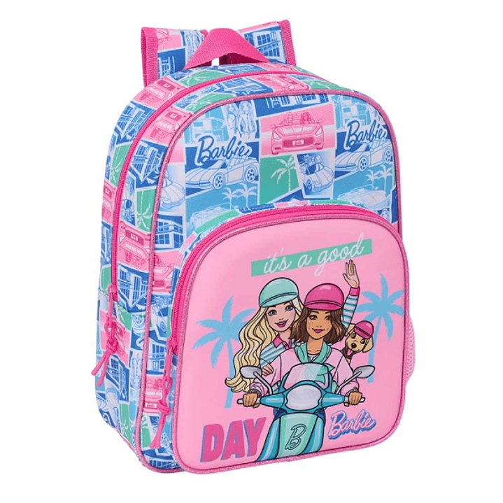 Safta Barbie Mochila Infantil - Adaptable a Carro - Portabotellas - Hombreras Ergonomicas - Bolsillo Frontal - 10L - 260x110x340mm - Color Rosa 1