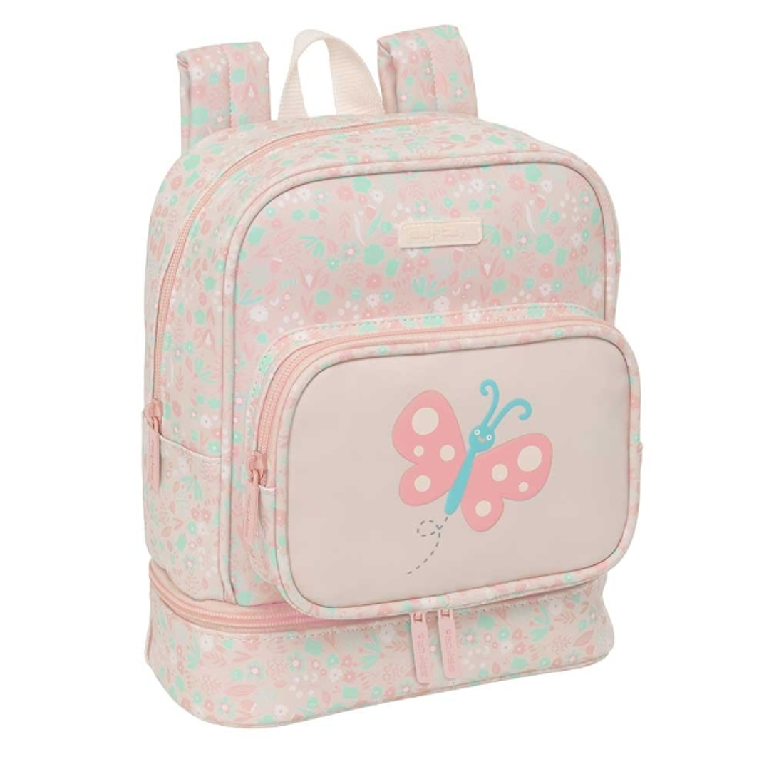 Safta Mariposa Mochila Guarderia - Isotermica - Tarjeta de Identificacion - Compatible con Carrito - Asa Superior - 7.25L - 220x100x270mm - Color Rosa 1