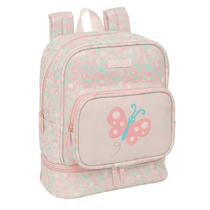 Safta Mariposa Mochila Guarderia - Isotermica - Tarjeta de Identificacion - Compatible con Carrito - Asa Superior - 7.25L - 220x100x270mm - Color Rosa 1
