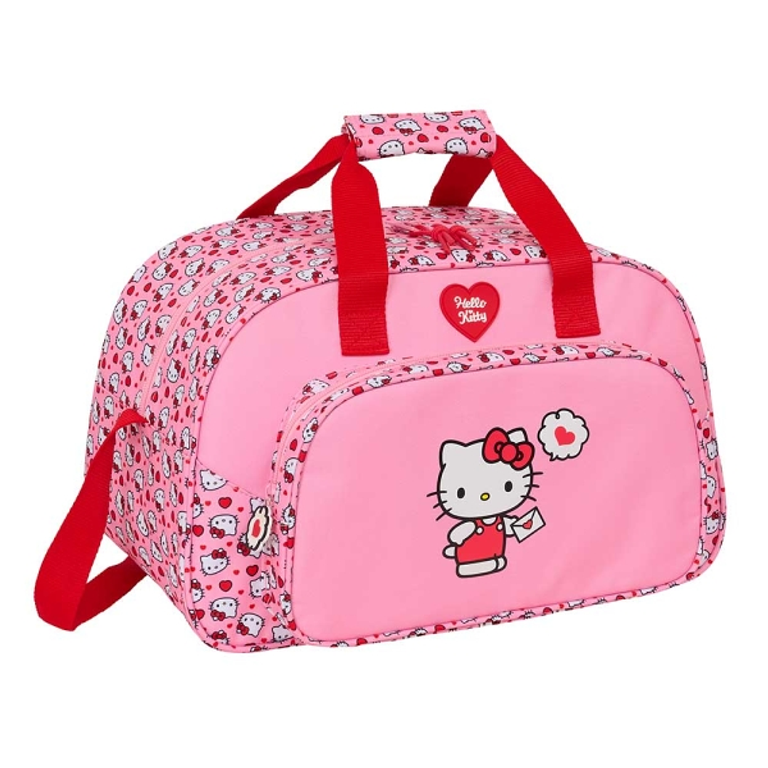 Safta Hello Kitty Bolsa de Deporte - Bolsillo Frontal - Bandolera Ajustable - Asa Forrada - Doble Tirador Cremallera - Tacos Proteccion Base - Fondo E 1