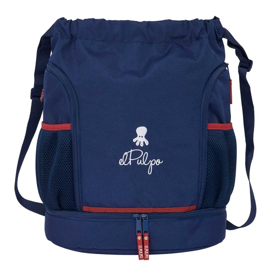 Safta el Pulpo Saco Mochila - Bolsillo Interior con Cremallera - Bolsillos Laterales - Hombreras Ajustables - 21.93L - 340x150x430mm - Color Azul Mari 1