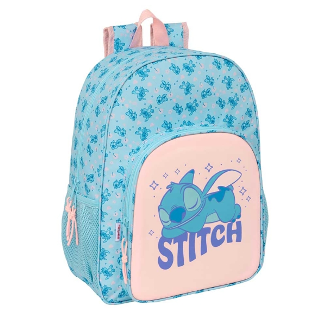 Safta Stitch Ohana Mochila Adaptable a Carro - Portabotellas - Tirador Doble - Hombreras Ergonomicas Acolchadas - Bolsillo Frontal - Asa de Mano Super 1