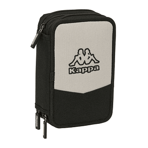 Safta Kappa Grey Plumier de 3 Pisos - 37 Piezas - 1.3L - Goma - Lapiz - Boligrafos - Sacapuntas - Reglas - 16 Colores - 14 Rotuladores - 125x55x195mm 