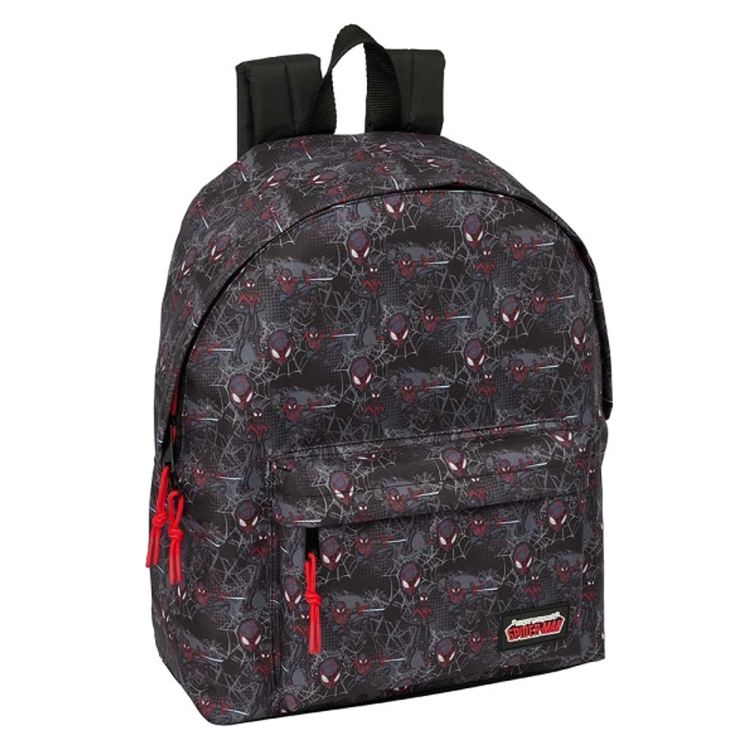 Safta Miles Morales Mochila - Bolsillo Frontal - Hombreras Acolchadas - Doble Tirador en Cremallera - Asa Superior - 20.80L - 330x150x420mm - Color Ne 1