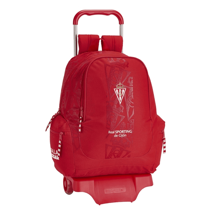 Safta Real Sporting de Gijon Corporativa Mochila con Carro - Cremallera - 2 Compartimentos - Tirador Doble - Asa Superior - Mochila Extraible - Rueda  1
