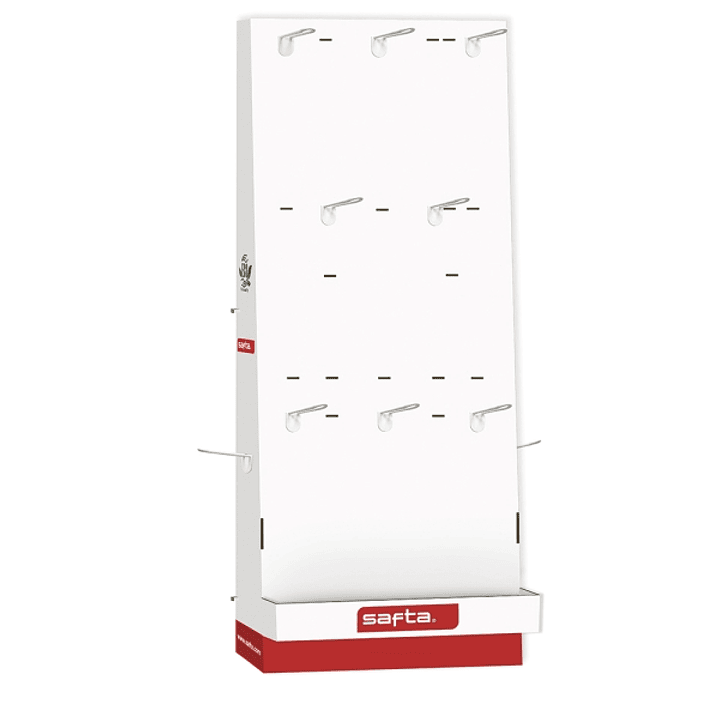 Safta Expositor Vacio con 10 Ganchos - Estructura Robusta - 650x280x1580mm - Color Blanco 1