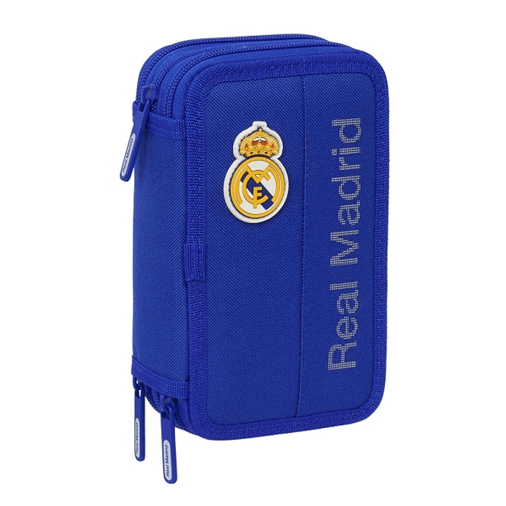 Safta Real Madrid Plumier de 3 Pisos - 37 Piezas - 1.3L - Goma - Lapiz - Boligrafos - Sacapuntas - Reglas - 16 Colores - 14 Rotuladores - 125x55x195mm 1