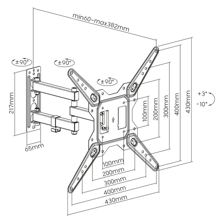 EWENT EW1525 Soporte pared TV ext 3 pivot 23-55