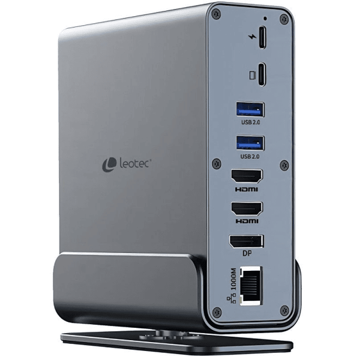 Leotec LEDS06 Docking Station USB C 15 en 1 - 2x HDMI 4K + DisplayPort - Power Delivery 100W - Ethernet Gigabit - 5x USB + USB C - Lector SD y MicroSD 1