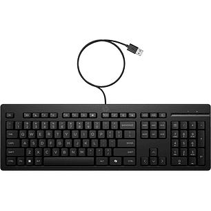 HP 125 Teclado USB G2 - Tecla Copilot IA - Patas Ajustables - Indicadores LED (Num/Caps) - Teclas de Embrague Tipo Plunger - Fabricado con Plastico Re