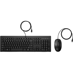 HP 225 Combo Teclado y Raton USB G2 - Tecla Copilot - Patas Ajustables - Raton Optico 1200 DPI - Plug & Play - Facil de Limpiar - Fabricado con Materi
