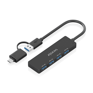 Aisens Hub USB 3.1 USB-A/USB-C - 4xUSB-A - 15cm - Color Negro