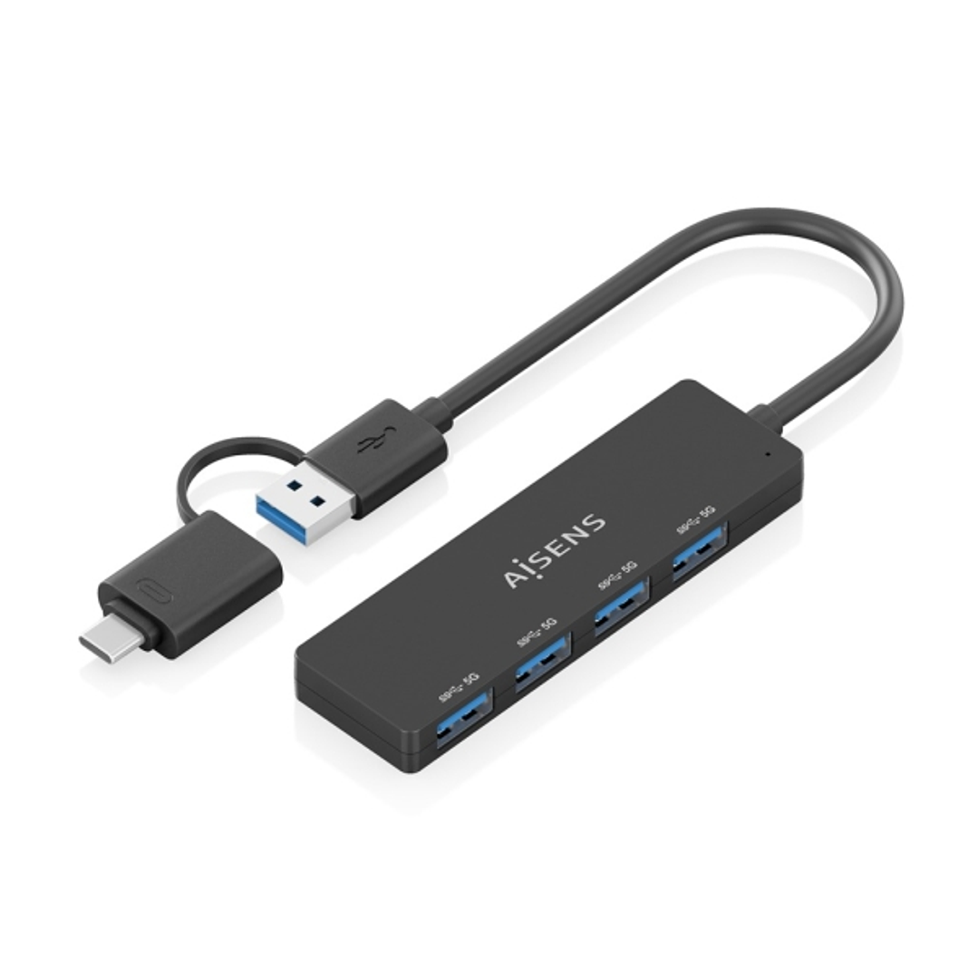 Aisens Hub USB 3.1 USB-A/USB-C - 4xUSB-A - 15cm - Color Negro 1