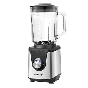 Muvip Batidora de Vaso 1800W 1.8L - 2 Velocidades - Funcion Pulse - Cuerpo Acero Inoxidable - Cuchillas Dentadas con Recubrimiento de Titanio