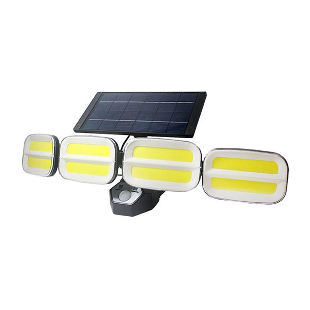 Elbat Foco Solar Cuadruple - 800LM - Luz Fria 6500K - Sensor de Movimiento - 4 Baterias de 1200mAh 1