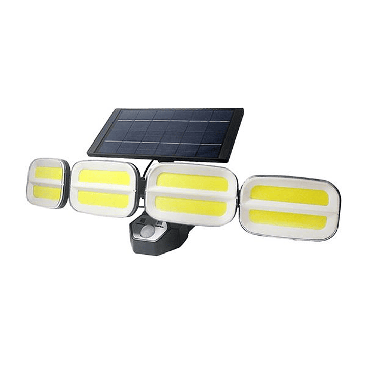Elbat Foco Solar Cuadruple - 800LM - Luz Fria 6500K - Sensor de Movimiento - 4 Baterias de 1200mAh 1