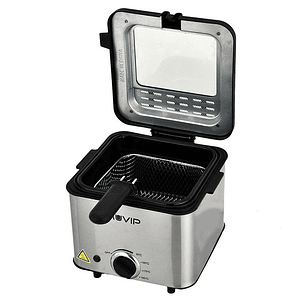 Muvip Freidora Electrica - 1.5 Litros - Asas Tacto Frio - Selector de Temperatura - Desmontable Para Facil Limpieza - Tapa con Ventana - 1000W