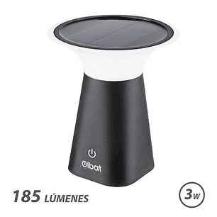 Elbat Lampara Solar LED - 185Lm - 2000K - Autonomia 6 horas - Color Negro